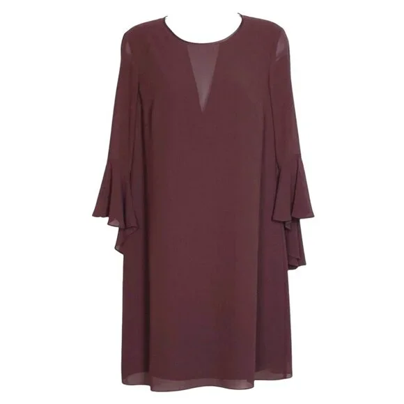 vince burgundy dress Women's Crepe Collar-stand Shirt Dress, Oxblood, Size 0